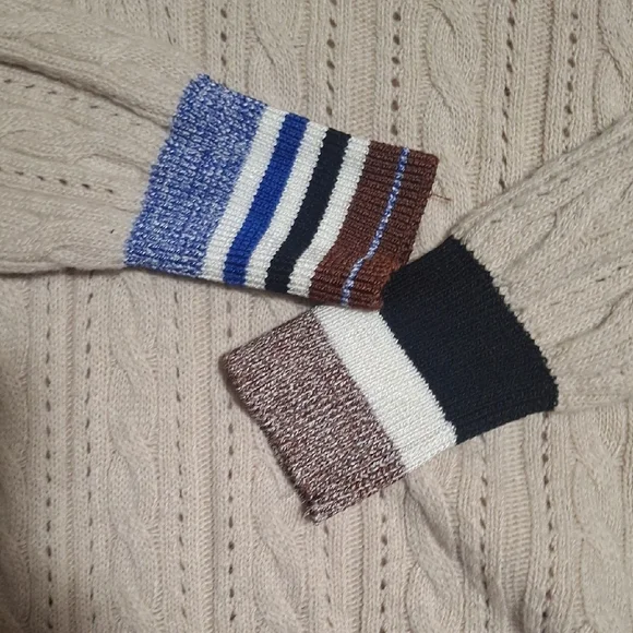 Elan Women's Beige V-Neck Cable Knit Sweater Size L - Picture 11 of 12